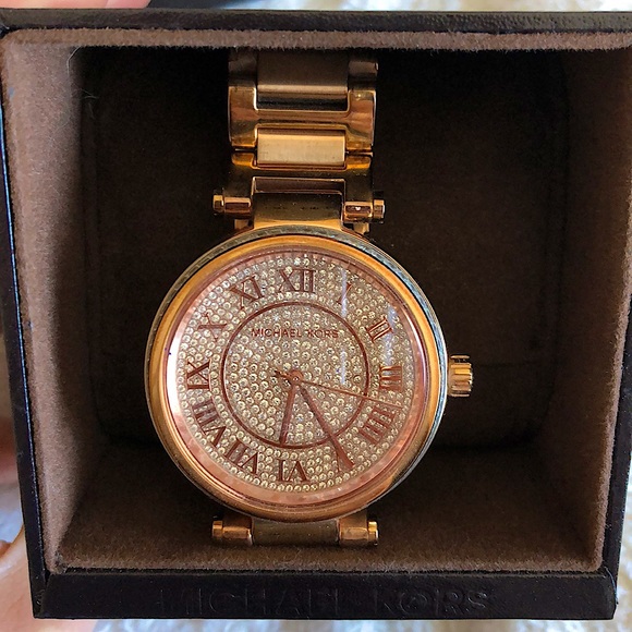 MICHAEL KORS ROSE GOLD DIAMOND FACE WATCH - Picture 2 of 10